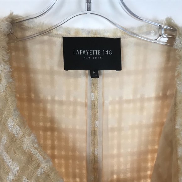 Womens Size Medium Lafayette 148 Venus Tweed Topper Jacket with Fringe Trim - Picture 4 of 6